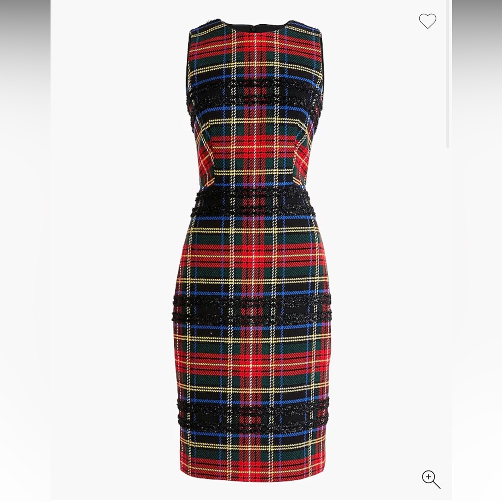 Women’s JCrew J Crew Holiday Dress Plaid Tinsel Stretch 6T 6 Tall NWT Sleeveless